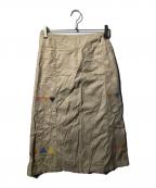 HaaTハート）の古着「総柄刺繍スカート」｜ベージュ