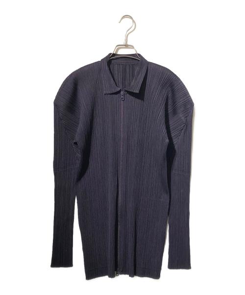 PLEATS PLEASE（プリーツプリーズ）PLEATS PLEASE (プリーツプリーズ) ダブルジップアッププリーツジャケット パープル サイズ:3の古着・服飾アイテム