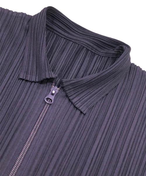 PLEATS PLEASE（プリーツプリーズ）PLEATS PLEASE (プリーツプリーズ) ダブルジップアッププリーツジャケット パープル サイズ:3の古着・服飾アイテム