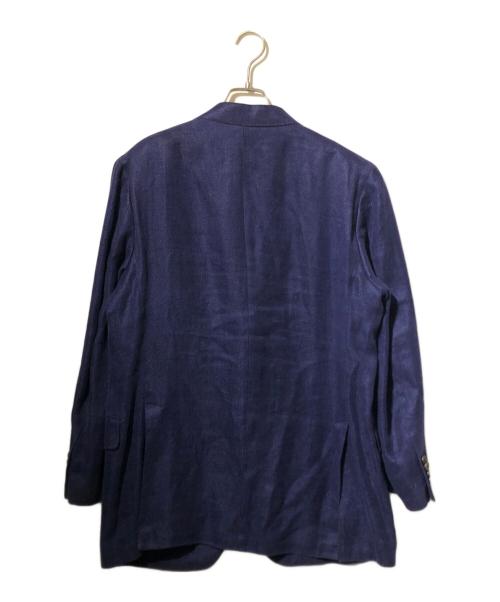 Salvatore Ferragamo（サルヴァトーレ フェラガモ）Salvatore Ferragamo (サルヴァトーレ フェラガモ) リネンテーラードジャケット ネイビー サイズ:52の古着・服飾アイテム