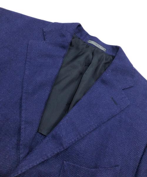 Salvatore Ferragamo（サルヴァトーレ フェラガモ）Salvatore Ferragamo (サルヴァトーレ フェラガモ) リネンテーラードジャケット ネイビー サイズ:52の古着・服飾アイテム