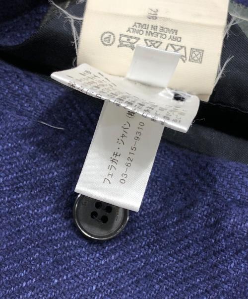 Salvatore Ferragamo（サルヴァトーレ フェラガモ）Salvatore Ferragamo (サルヴァトーレ フェラガモ) リネンテーラードジャケット ネイビー サイズ:52の古着・服飾アイテム