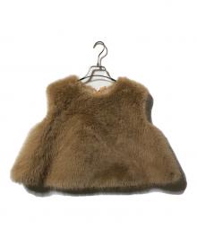 ESMOK（エスモック）の古着「ファーベスト/ A line fur vest beige」｜ブラウン