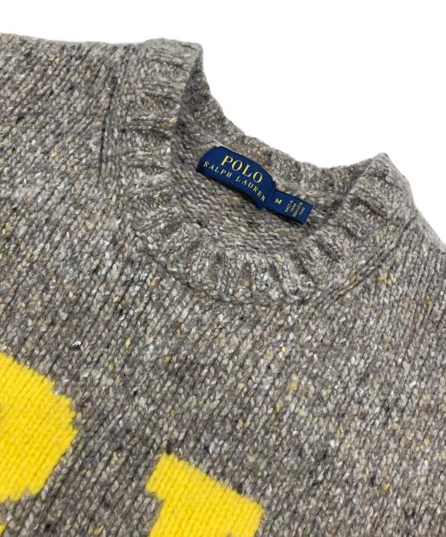 POLO RALPH LAUREN（ポロ・ラルフローレン）POLO RALPH LAUREN (ポロ・ラルフローレン) RLレタードロゴクルーニット ベージュ サイズ:Mの古着・服飾アイテム