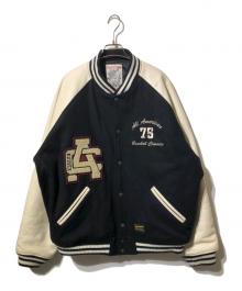 AVIREX（アヴィレックス）の古着「2TONE VARSITY JACKET ALL STARS（ツートーン　ヴァーシティ　ジャケット　オール　スターズ）」｜ブラック