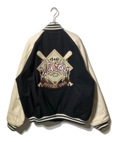 AVIREX（アヴィレックス）AVIREX (アヴィレックス) 2TONE VARSITY JACKET ALL STARS（ツートーン　ヴァーシティ　ジャケット　オール　スターズ） ブラック サイズ:２ＸＬの古着・服飾アイテム