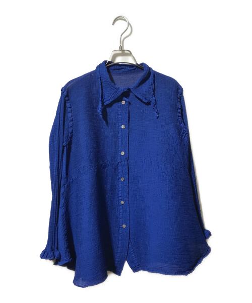 me ISSEY MIYAKE（ミーイッセイ ミヤケ）me ISSEY MIYAKE (ミーイッセイ ミヤケ) シャーリング シアー シャツ／シャーリングカラーシャツ ブルー サイズ:表記なしの古着・服飾アイテム