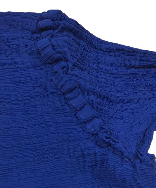 me ISSEY MIYAKE（ミーイッセイ ミヤケ）me ISSEY MIYAKE (ミーイッセイ ミヤケ) シャーリング シアー シャツ／シャーリングカラーシャツ ブルー サイズ:表記なしの古着・服飾アイテム