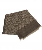 FENDIフェンディ）の古着「ズッカ柄マフラー/ウールマフラー」｜ブラウン