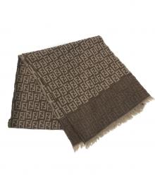 FENDI（フェンディ）の古着「ズッカ柄マフラー/ウールマフラー」｜ブラウン