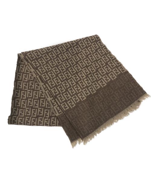 FENDI（フェンディ）FENDI (フェンディ) ズッカ柄マフラー/ウールマフラー ブラウンの古着・服飾アイテム