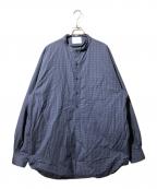 miffewミフュー）の古着「ロングダウンシャツ/BLUE CHECK（ブルー　チェック）」｜ネイビー