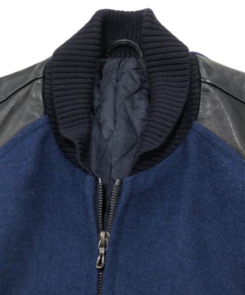 ATTACHMENT（アタッチメント）ATTACHMENT (アタッチメント) レザー切替カシミヤ混スタジャン ネイビー×ブラック サイズ:2の古着・服飾アイテム