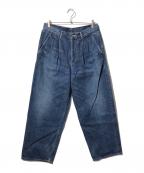 Graphpaperグラフペーパー）の古着「Selvage Denim TwoTuck Pants（セルヴィッジ　デニム　ツータック　パンツ）」｜インディゴ