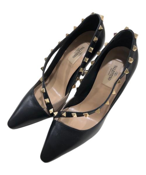 VALENTINO（ヴァレンティノ）VALENTINO (ヴァレンティノ) レザースタッズパンプス ブラック サイズ:36 1/2の古着・服飾アイテム