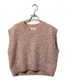 UNITED ARROWS（ユナイテッドアローズ）の古着「グリッターラメ ノースリーブ ニットベスト」｜ピンク