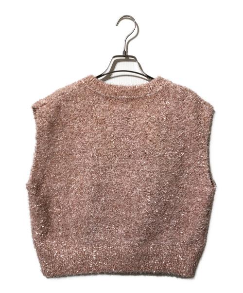 UNITED ARROWS（ユナイテッドアローズ）UNITED ARROWS (ユナイテッドアローズ) グリッターラメ ノースリーブ ニットベスト ピンク サイズ:表記なしの古着・服飾アイテム