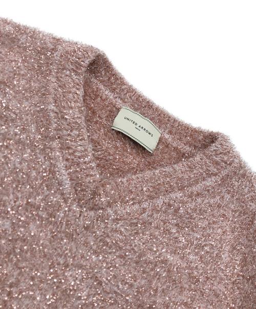 UNITED ARROWS（ユナイテッドアローズ）UNITED ARROWS (ユナイテッドアローズ) グリッターラメ ノースリーブ ニットベスト ピンク サイズ:表記なしの古着・服飾アイテム