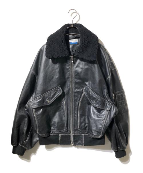 MAISON SPECIAL（メゾンスペシャル）MAISON SPECIAL (メゾンスペシャル) Hand Rub-Off Buffalo Leather Prime-Over Boa Collar G-1 Jacket ブラック サイズ:1の古着・服飾アイテム