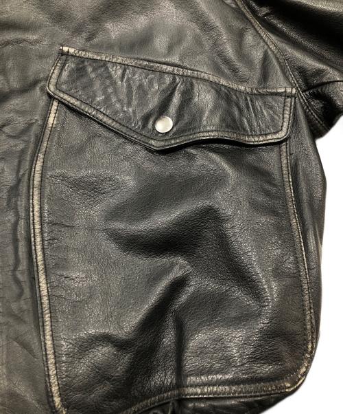 MAISON SPECIAL（メゾンスペシャル）MAISON SPECIAL (メゾンスペシャル) Hand Rub-Off Buffalo Leather Prime-Over Boa Collar G-1 Jacket ブラック サイズ:1の古着・服飾アイテム