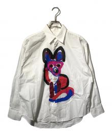 maison kitsune×acide（メゾンキツネ×アシッド）の古着「フォックスプリント長袖シャツ」｜ホワイト