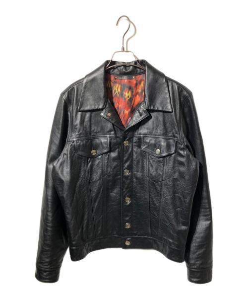 PAUL SMITH（ポールスミス）Paul Smith (ポールスミス) 裏地総柄レザージャケット ブラック サイズ:Lの古着・服飾アイテム