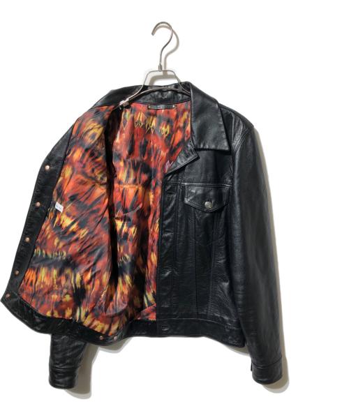 PAUL SMITH（ポールスミス）Paul Smith (ポールスミス) 裏地総柄レザージャケット ブラック サイズ:Lの古着・服飾アイテム