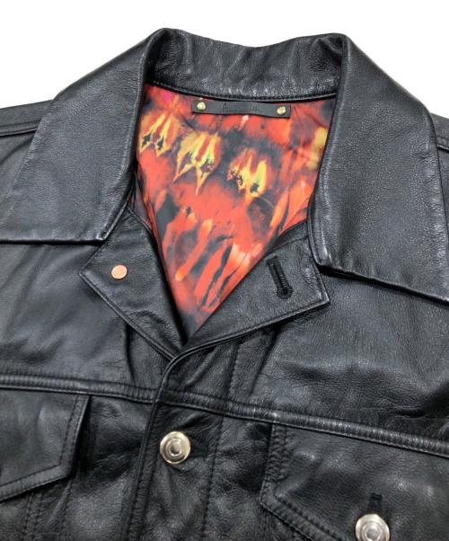 PAUL SMITH（ポールスミス）Paul Smith (ポールスミス) 裏地総柄レザージャケット ブラック サイズ:Lの古着・服飾アイテム