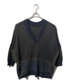 ISSEY MIYAKEイッセイミヤケ）の古着「Vネックニット」｜ネイビー×カーキ