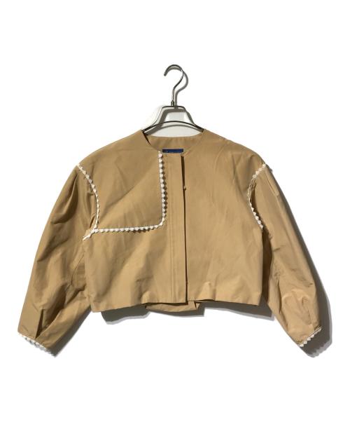 Maglie le cassetto（マーリエ ル カセット）Maglie le cassetto (マーリエ ル カセット) ノーカラーショートブルゾン/ボックスシルエットブルゾン ブラウン サイズ:11の古着・服飾アイテム