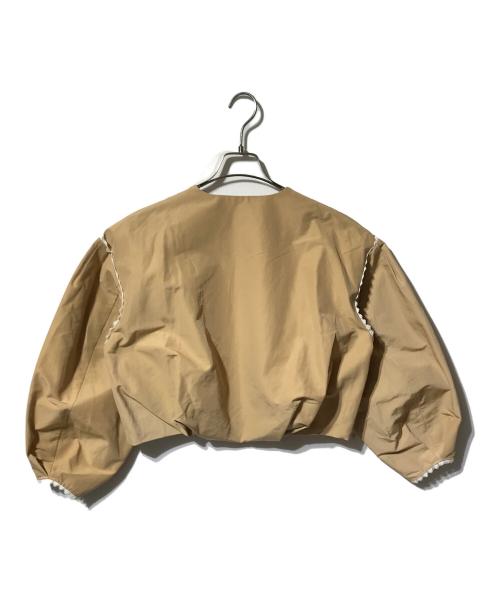 Maglie le cassetto（マーリエ ル カセット）Maglie le cassetto (マーリエ ル カセット) ノーカラーショートブルゾン/ボックスシルエットブルゾン ブラウン サイズ:11の古着・服飾アイテム