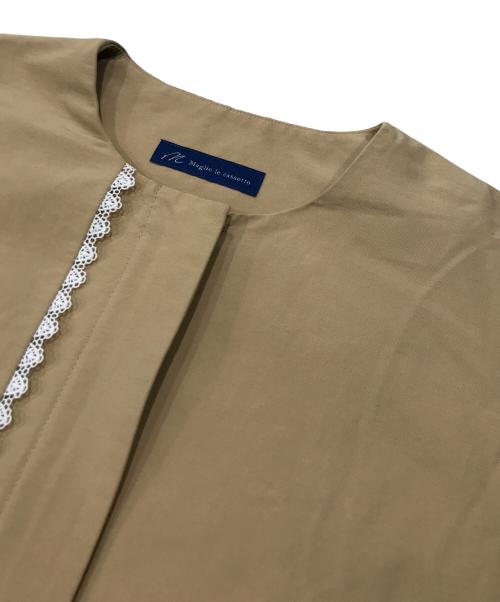 Maglie le cassetto（マーリエ ル カセット）Maglie le cassetto (マーリエ ル カセット) ノーカラーショートブルゾン/ボックスシルエットブルゾン ブラウン サイズ:11の古着・服飾アイテム