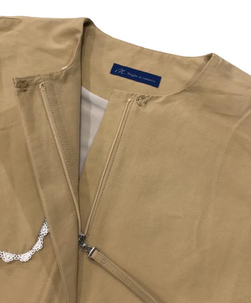 Maglie le cassetto（マーリエ ル カセット）Maglie le cassetto (マーリエ ル カセット) ノーカラーショートブルゾン/ボックスシルエットブルゾン ブラウン サイズ:11の古着・服飾アイテム