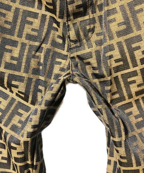 FENDI JEANS（フェンディ ジーンズ）FENDI JEANS (フェンディ ジーンズ) ズッカ柄テーパードパンツ ブラウン×ブラック サイズ:SIZE 71cm(W28)の古着・服飾アイテム