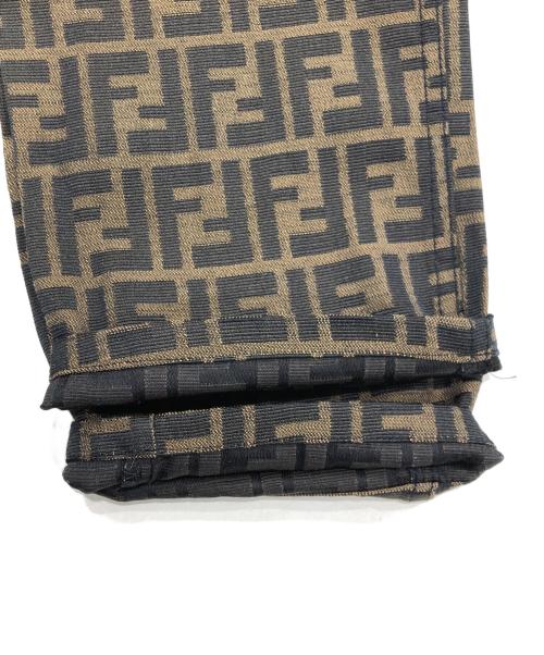 FENDI JEANS（フェンディ ジーンズ）FENDI JEANS (フェンディ ジーンズ) ズッカ柄テーパードパンツ ブラウン×ブラック サイズ:SIZE 71cm(W28)の古着・服飾アイテム