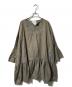BEARDSLEY（ビアズリー）の古着「ワイドビジューブラウス/ショート丈ワンピース」｜カーキ