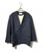 ETRE TOKYOエトレトウキョウ）の古着「カットオフノーカラージャケット」｜ネイビー