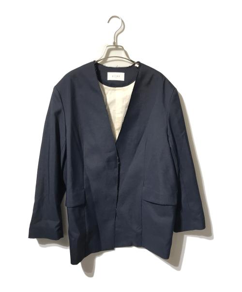 ETRE TOKYO（エトレトウキョウ）ETRE TOKYO (エトレトウキョウ) カットオフノーカラージャケット ネイビー サイズ:Ｍの古着・服飾アイテム