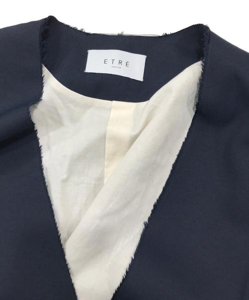 ETRE TOKYO（エトレトウキョウ）ETRE TOKYO (エトレトウキョウ) カットオフノーカラージャケット ネイビー サイズ:Ｍの古着・服飾アイテム