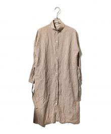 HERMES（エルメス）の古着「コットンリネンネップシャツワンピース」｜ブラウン