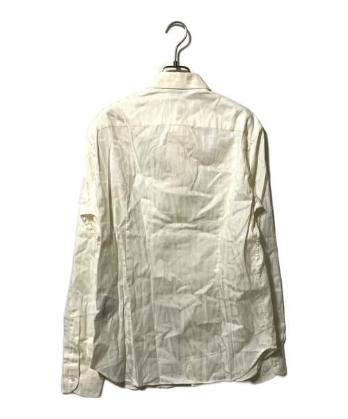 EMPORIO ARMANI（エンポリオ アルマーニ）EMPORIO ARMANI (エンポリオアルマーニ) ロゴジャガードシャツ アイボリー サイズ:Mの古着・服飾アイテム