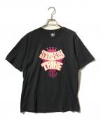 stussyステューシー）の古着「プリントTシャツ/ロゴTシャツ」｜ブラック