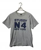 stussyステューシー）の古着「プリントTシャツ/ロゴTシャツ」｜グレー