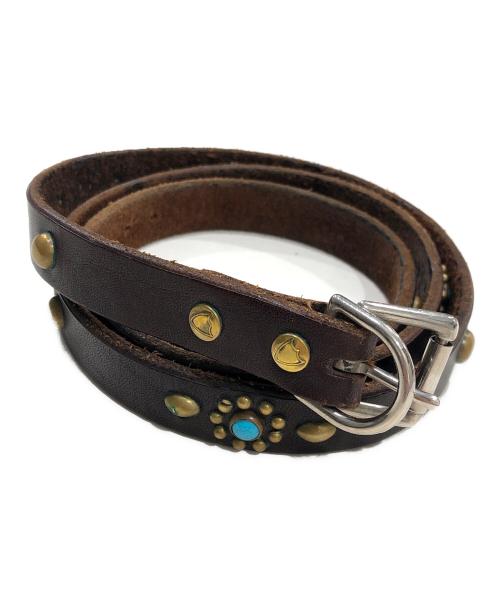 htc（エイチティーシー）HTC (エイチティーシー) スタッズナローベルト ブラウン サイズ:34の古着・服飾アイテム