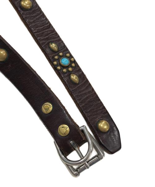 htc（エイチティーシー）HTC (エイチティーシー) スタッズナローベルト ブラウン サイズ:34の古着・服飾アイテム