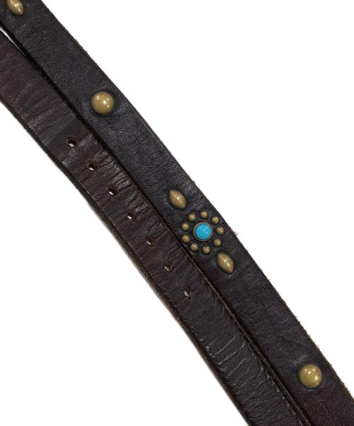 htc（エイチティーシー）HTC (エイチティーシー) スタッズナローベルト ブラウン サイズ:34の古着・服飾アイテム