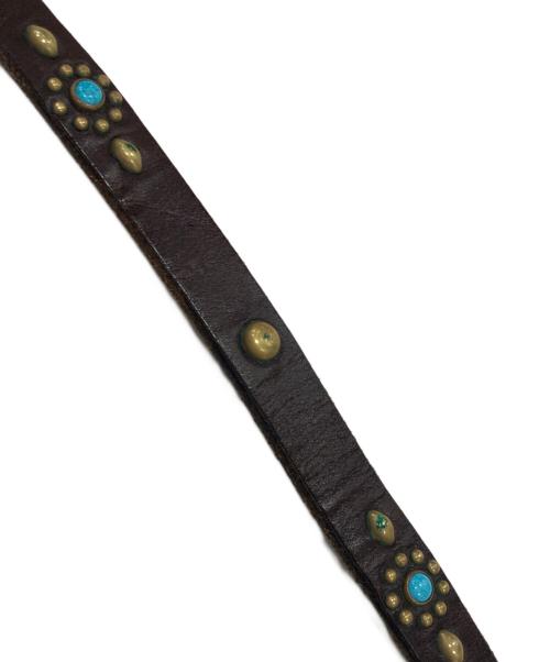 htc（エイチティーシー）HTC (エイチティーシー) スタッズナローベルト ブラウン サイズ:34の古着・服飾アイテム