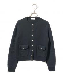 BALLSEY（ボールジィ）の古着「ウールコットンパールコンビ クルーネックカーディガン」｜ブラック