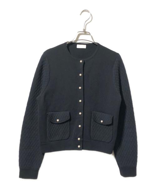 BALLSEY（ボールジィ）BALLSEY (ボールジィ) ウールコットンパールコンビ クルーネックカーディガン ブラック サイズ:Sの古着・服飾アイテム