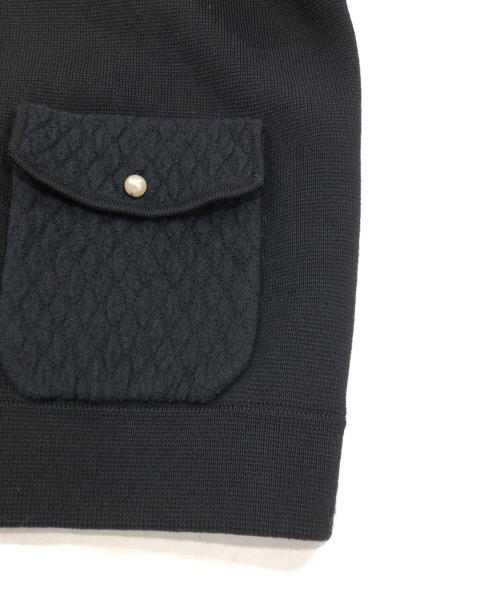 BALLSEY（ボールジィ）BALLSEY (ボールジィ) ウールコットンパールコンビ クルーネックカーディガン ブラック サイズ:Sの古着・服飾アイテム